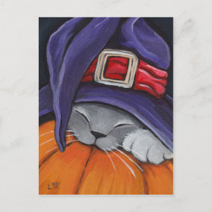 Kat met een heks Pet Halloween Briefkaart