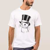 Kat met een hoge hoed op t-shirt (Voorkant)