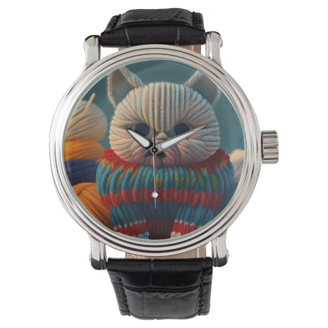 Kat met een "hoofdletter A"-houding Horloge (Voorkant)