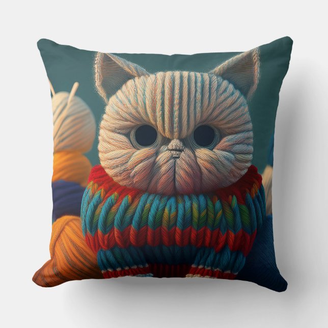 Kat met een "hoofdletter A"-houding Kussen (Voorkant)