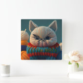 Kat met een "hoofdletter A"-houding Vierkante Klok (Huis)