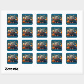 Kat met een "hoofdletter A"-houding Vierkante Sticker (Vel)
