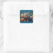 Kat met een "hoofdletter A"-houding Vierkante Sticker (Tas)