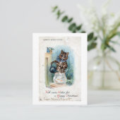 Kat met een ketel, Louis Wain Briefkaart (Staand voorkant)