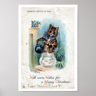Kat met een ketel, Louis Wain Poster