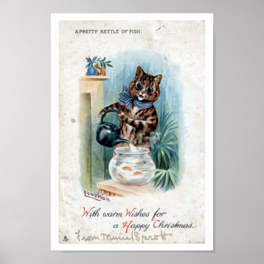 Kat met een ketel, Louis Wain Poster (Voorkant)