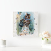 Kat met een ketel, Louis Wain Vierkante Klok (Huis)