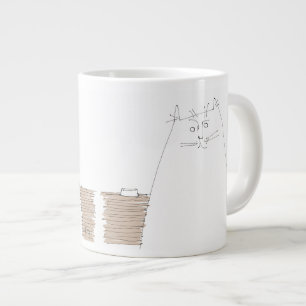 Kat met een leeg gerecht grote koffiekop