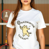 Kat met een leuk badminton gezegde t-shirt
