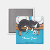 Kat met een madeliefje | Dank je magneet (Voorkant / Achterkant)