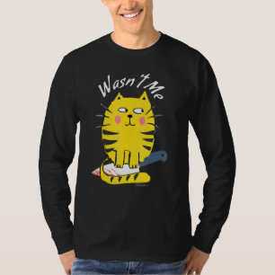 Kat met een mes.. ik was geen grappige Hilarious C T-shirt