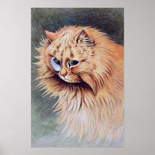 Kat met een monocle, Louis Wain Poster (Voorkant)