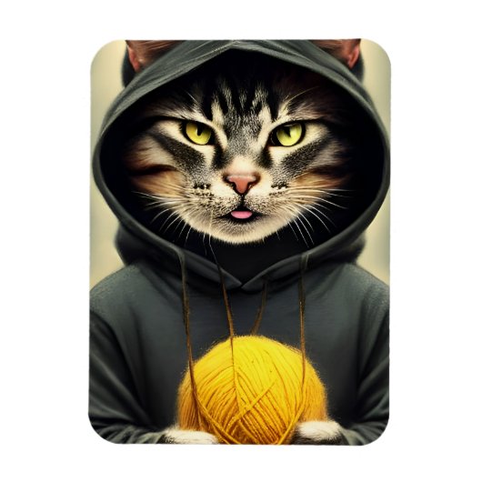 Kat met een pan van garen magneet (Verticaal)