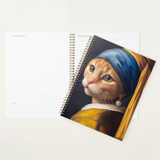 Kat met een parel oorbel | Funny Vermeer Parody Planner (Display)