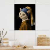 Kat met een parel oorbel poster (Keuken)