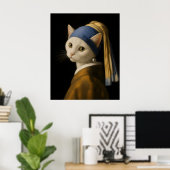 Kat met een parel oorbel poster (Thuiskantoor)