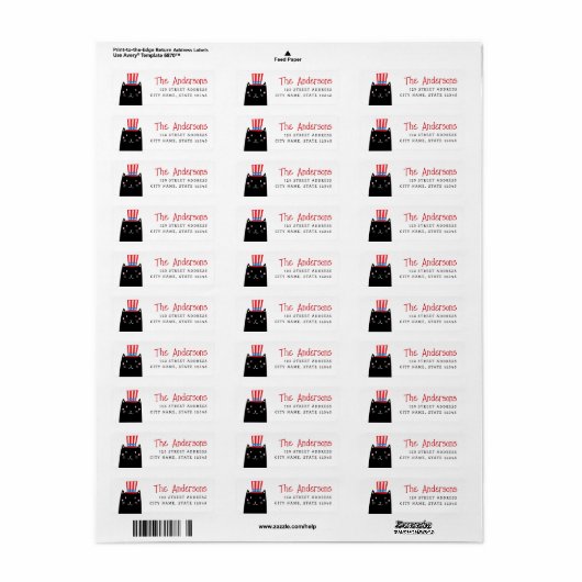 Kat met een patriottisch pet 4 juli etiket (Full Sheet)