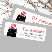 Kat met een patriottisch pet 4 juli etiket