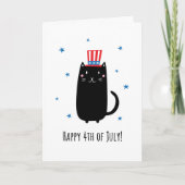 Kat met een patriottisch pet, gelukkig 4 juli kaart (Voorkant)