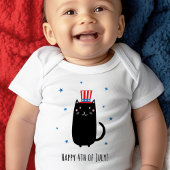 Kat met een patriottisch pet, Happy 4th van juli Romper