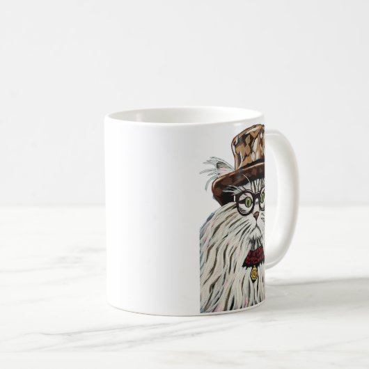Kat met een pet en een bril koffiemok (Voorkant rechts)