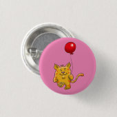 Kat met een rode ballon ronde button 3,2 cm (Voorkant /achterkant)