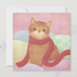 Kat met een rode sjaal illustratie bedankkaart