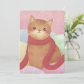 Kat met een rode sjaal illustratie kaart (Staand voorkant)