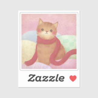 Kat met een rode sjaal illustratie sticker