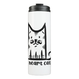 Kat met een stijlvolle snor, ik hou van katten thermosbeker