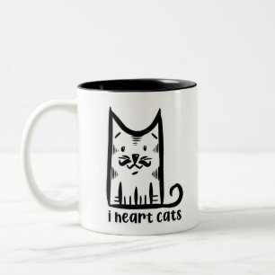 Kat met een stijlvolle snor, ik hou van katten tweekleurige koffiemok