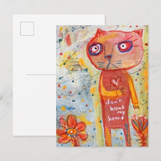 Kat met een teder hart briefkaart (Voorkant / Achterkant)