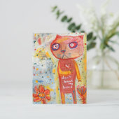 Kat met een teder hart briefkaart (Staand voorkant)