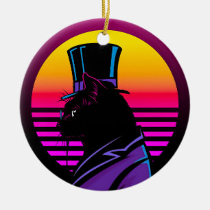 Kat met een Tuxedo en een Pet   Keramisch Ornament