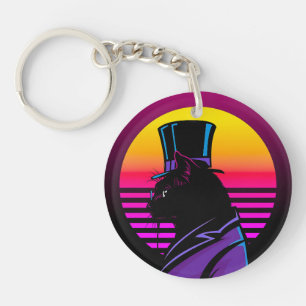 Kat met een Tuxedo en een Pet   Sleutelhanger