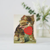 kat met een valentijn-berichtkaart kaart (Staand voorkant)