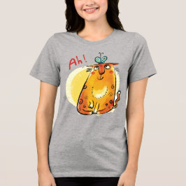 Kat met een vlinder Tri-Blend shirt