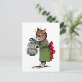 Kat met een vogelkooi, Louis Wain Briefkaart (Staand voorkant)