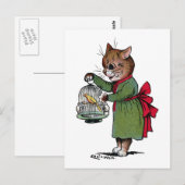 Kat met een vogelkooi, Louis Wain Briefkaart (Voorkant / Achterkant)