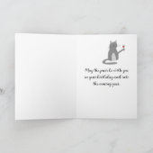 Kat met een vrolijk verjaardagsbord feestdagen kaart (Binnen)