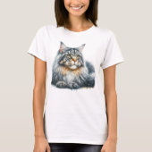 Kat met elegantie in waterverf t-shirt (Voorkant)