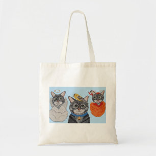 Kat met engel en duivel tote bag