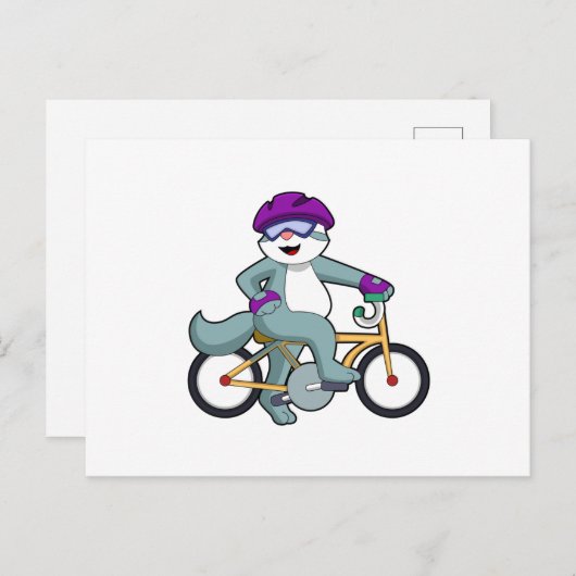 Kat met fiets briefkaart (Voorkant / Achterkant)