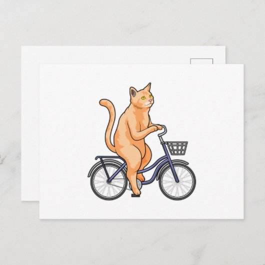 Kat met fiets briefkaart (Voorkant / Achterkant)