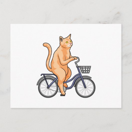 Kat met fiets briefkaart (Voorkant)