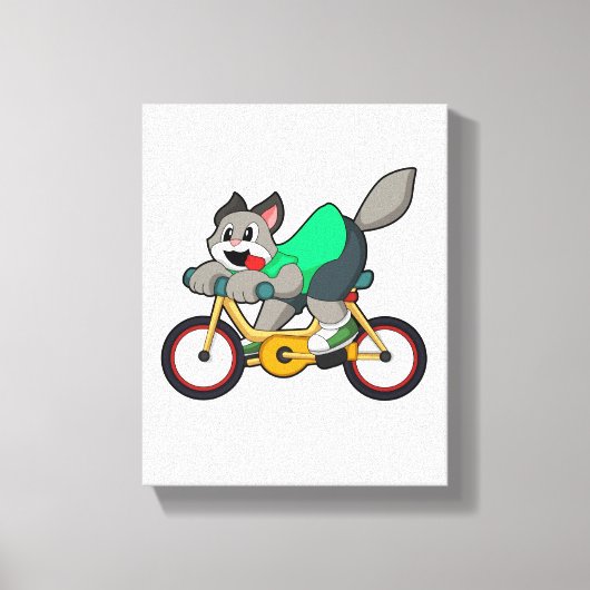 Kat met fiets canvas afdruk (Voorkant)