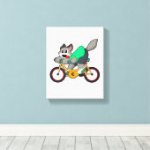 Kat met fiets canvas afdruk (Insitu (Houten vloer))