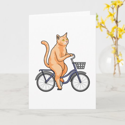 Kat met fiets kaart (Gele Bloem)