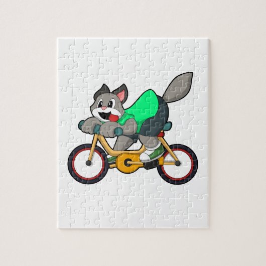 Kat met fiets legpuzzel (Verticaal)