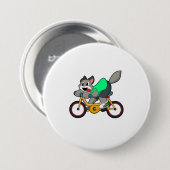 Kat met fiets ronde button 7,6 cm (Voorkant /achterkant)